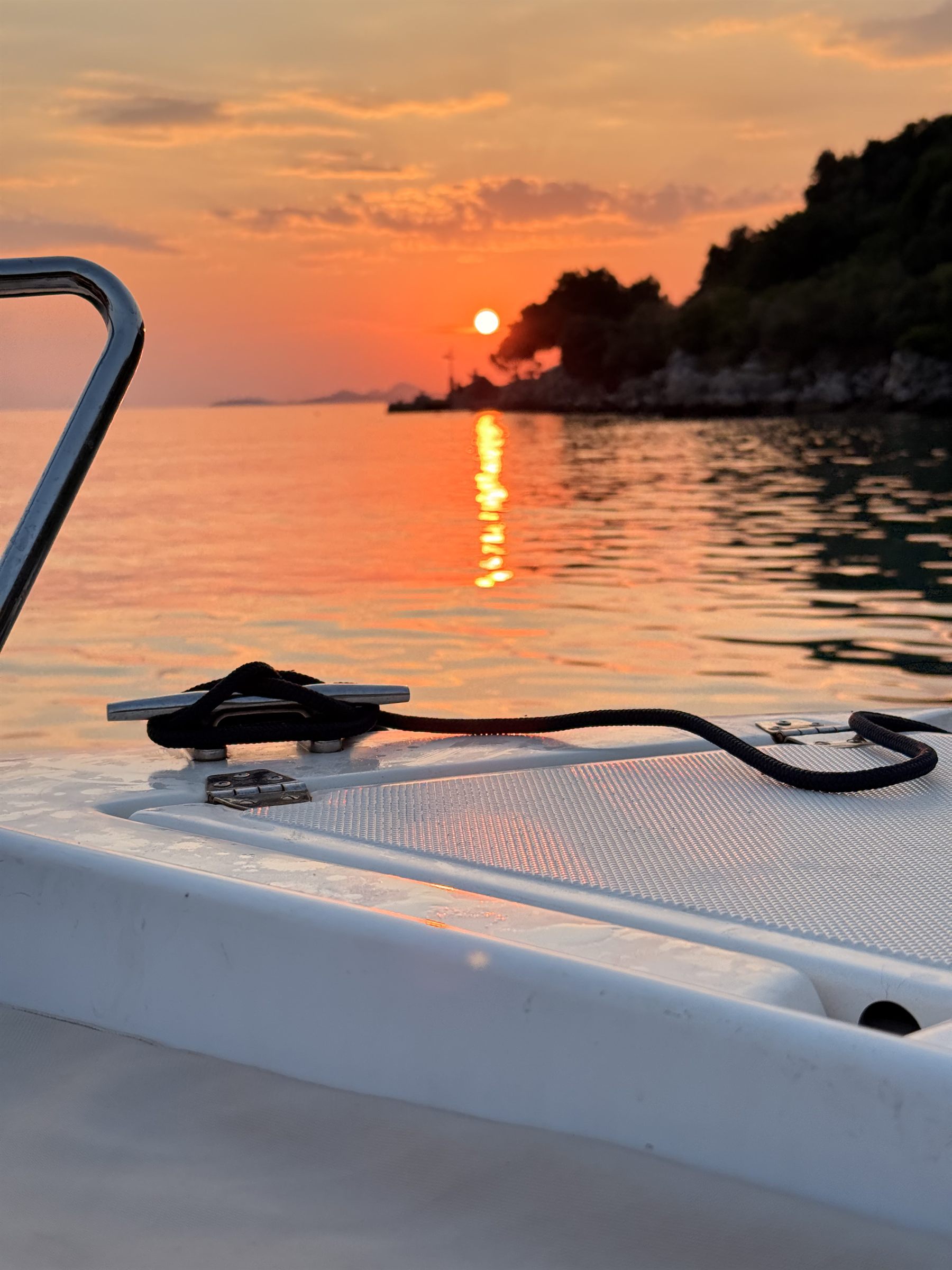 Golden hour from the deck of our boat